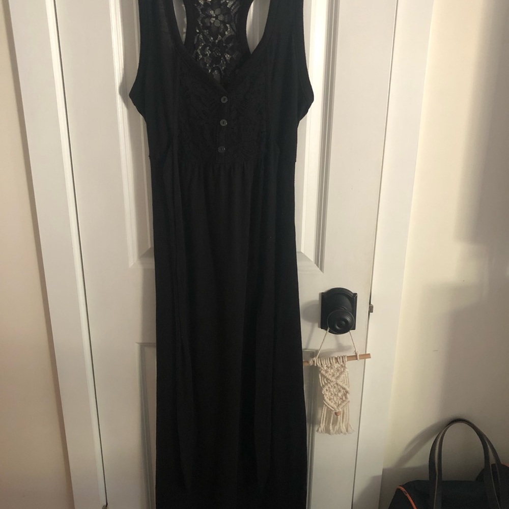 Black Maxi Dress with Lace Back